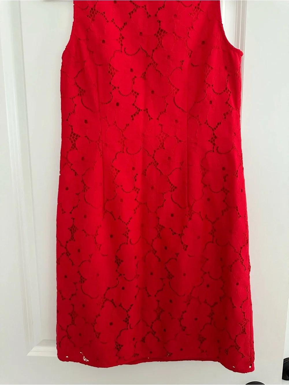 Banana Republic Vibrant Red Floral Lace Sleeveless Shift Dress - Americana - Picture 13 of 17